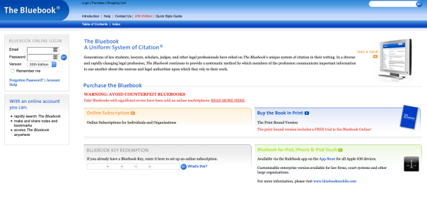 Online Bluebook Homepage