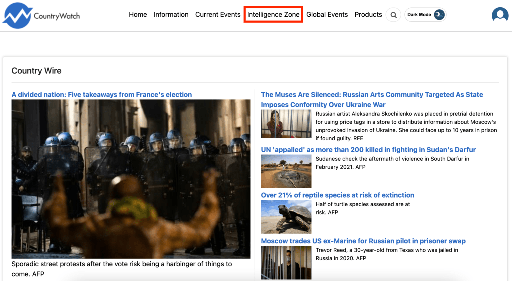 Screenshot of homepage